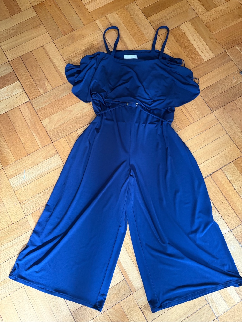 Michael Michael Kors Navy Blue Wide-Leg Jumpsuit with Spaghetti Straps. Sz Large